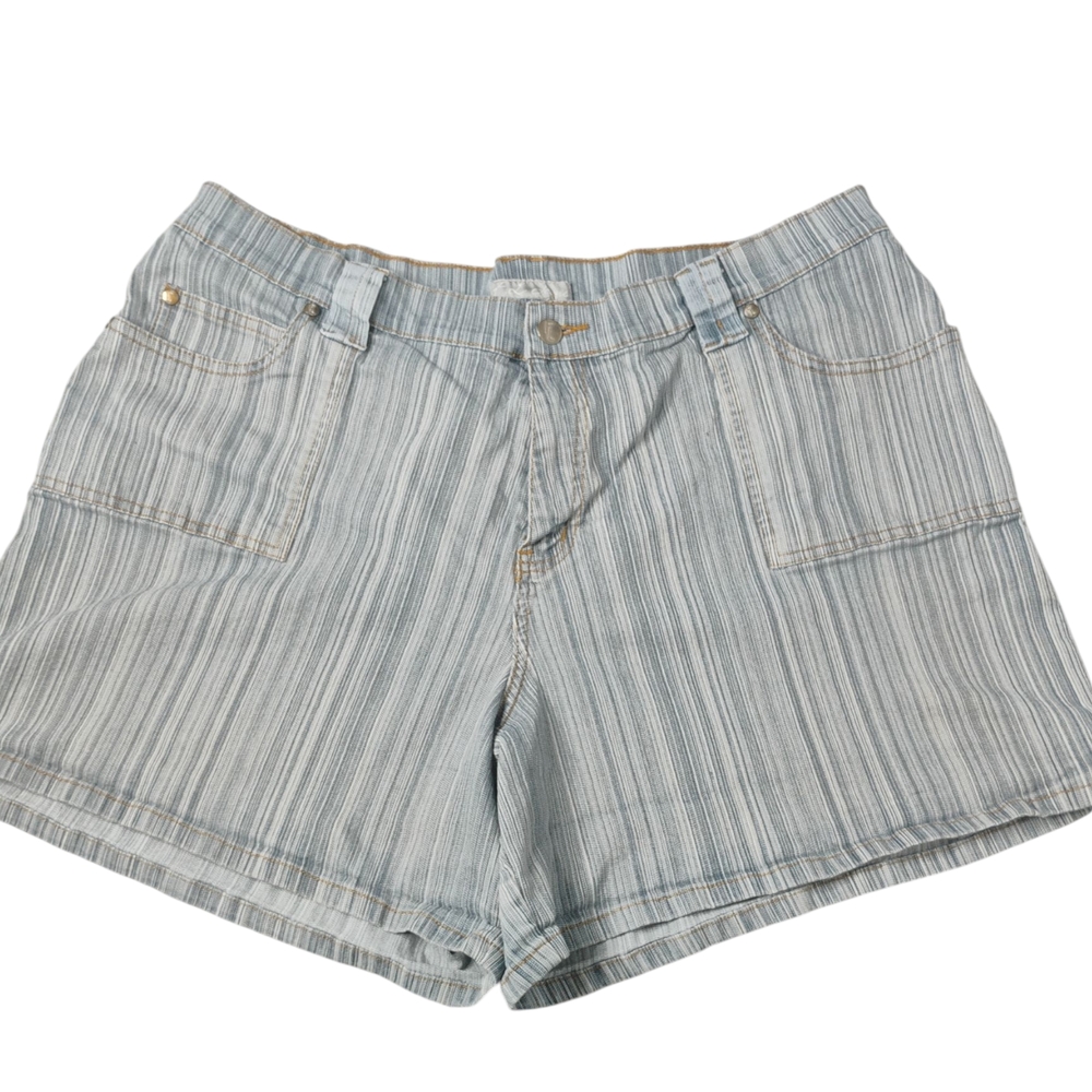 Casual Striped Light Blue Jean Shorts